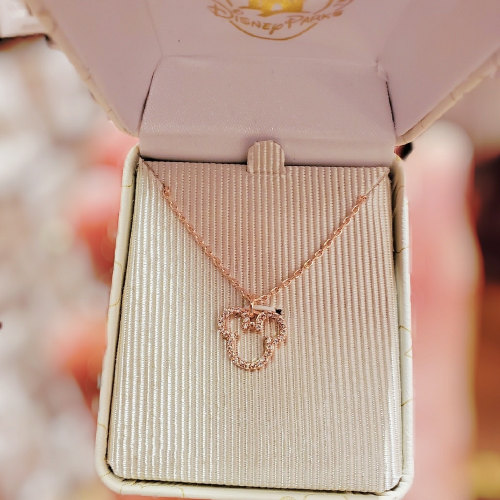 DISNEY ROSE GOLD PLATED CRYSTAL MICKEY NECKLACE - Picture 4 of 4
